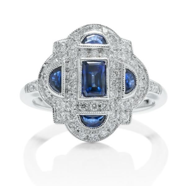 Sapphire and Diamond Antique-Style Ring - Charles Koll Jewellers