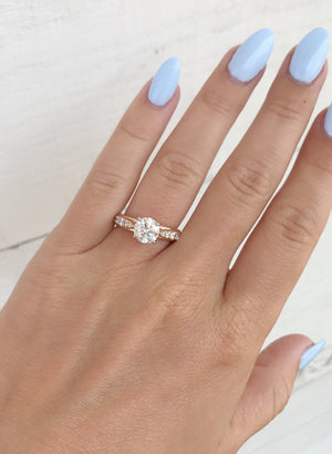 Rose Gold Diamond Band Engagement Ring - Charles Koll Jewellers